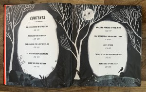 Table of contents from Strange But True 10 of the World's Greatest Mysteries Explained by Kathryn Hulick