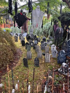 Halloween decorations in yard