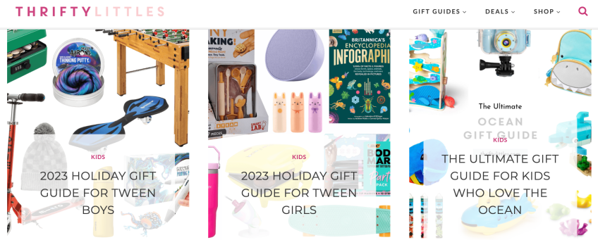 Thrifty Littles website homepage