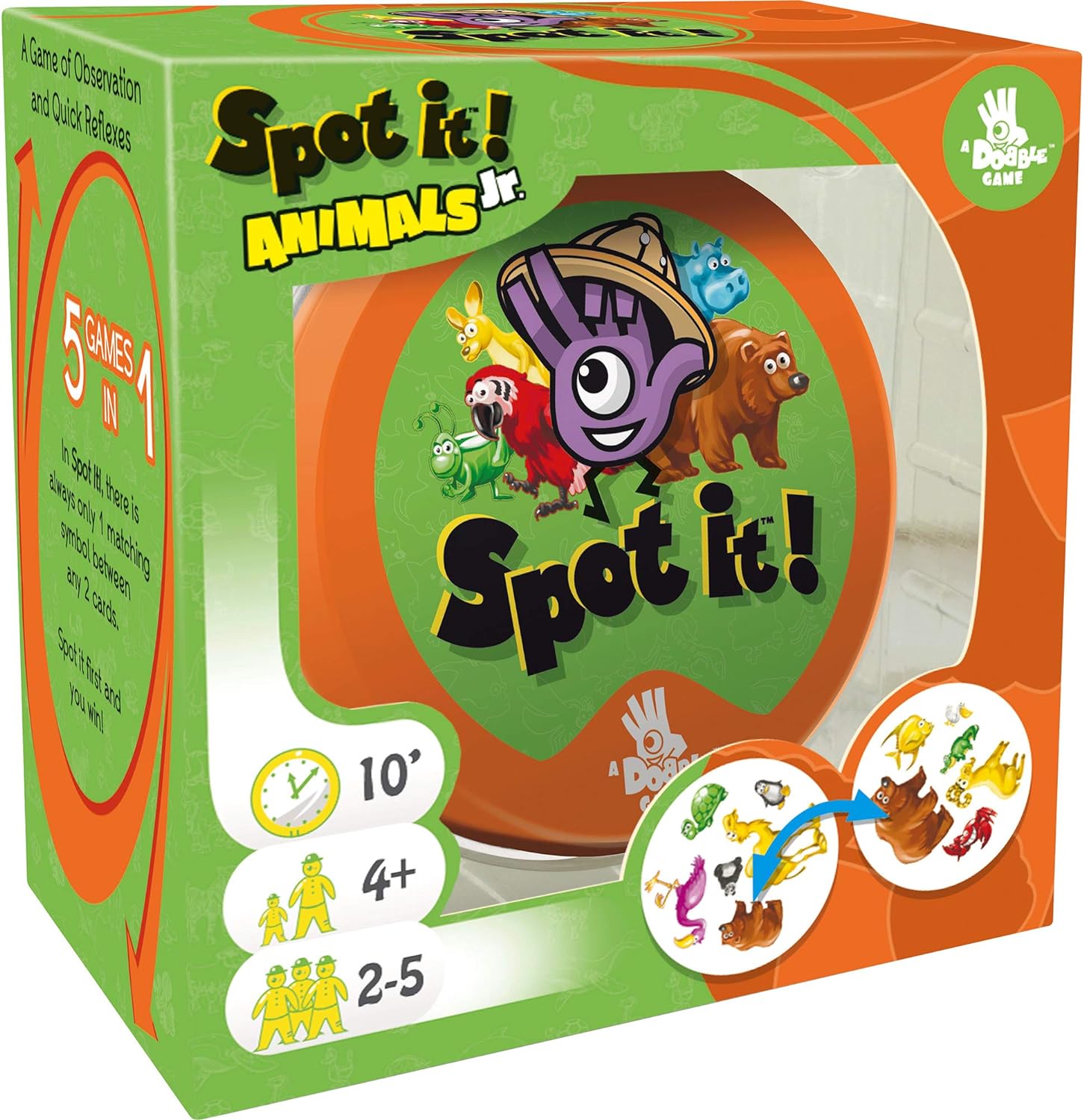 My kids all enjoy playing this game. Spot It Junior Animals version on Amazon