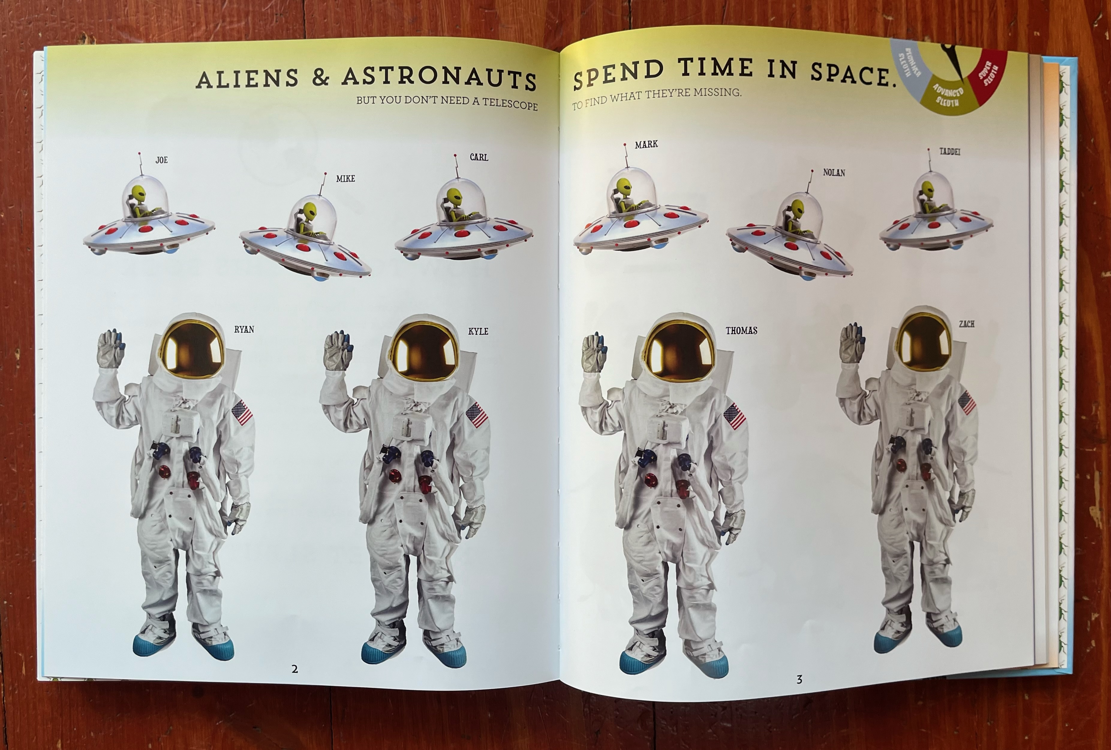 True Detective Visual riddles book astronaut and aliens page of