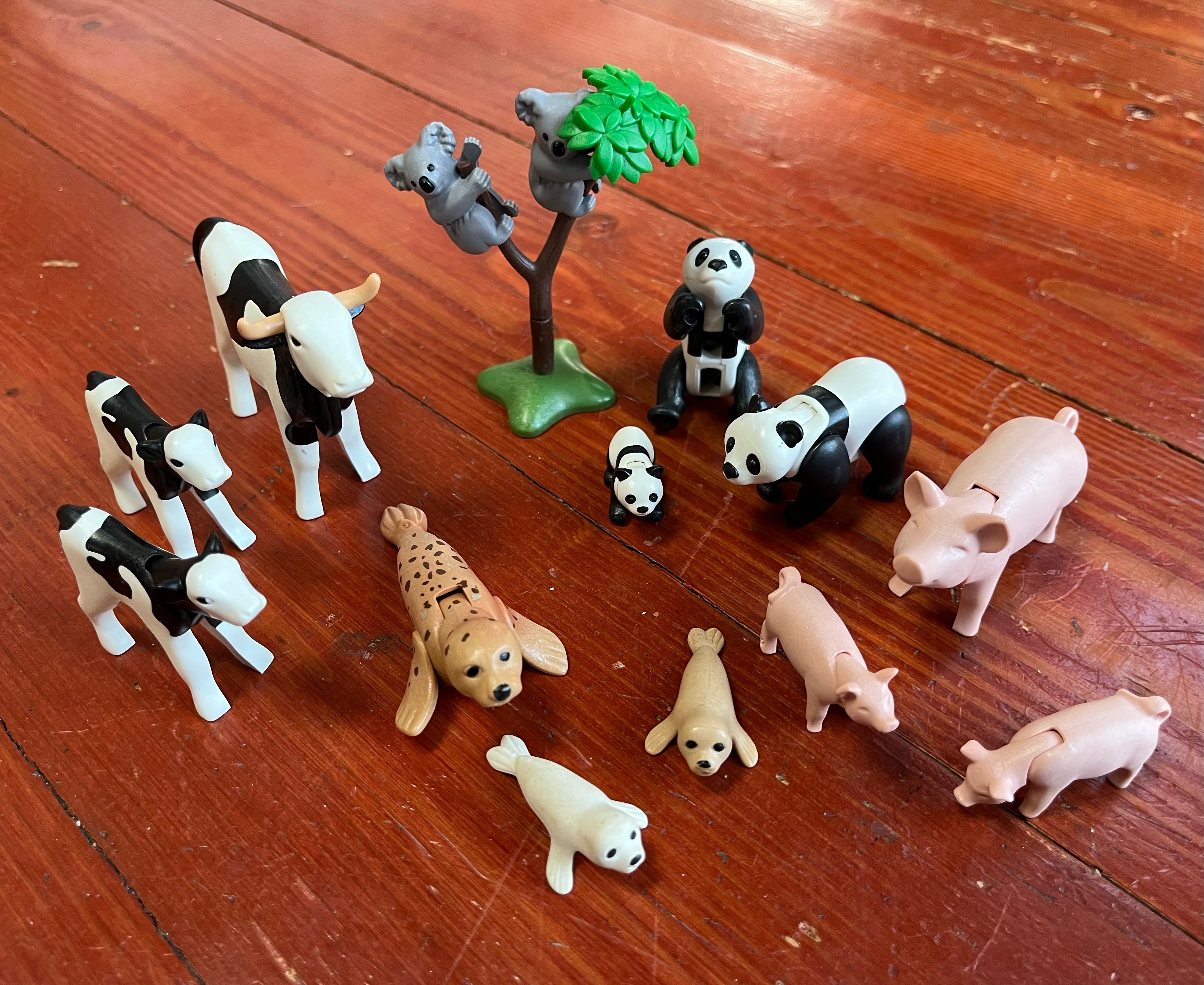 Playmobil Animal Families animals cows, seals, koalas, pandas, and pigs