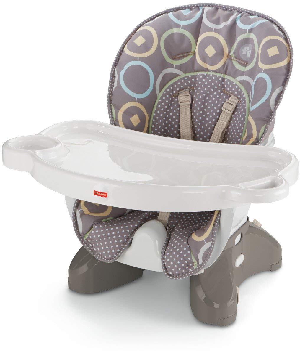 I didn't like this seat because stuff got under the cover and I couldn't push the chair under the table. Fisher Price Spacesaver High Chair on Amazon