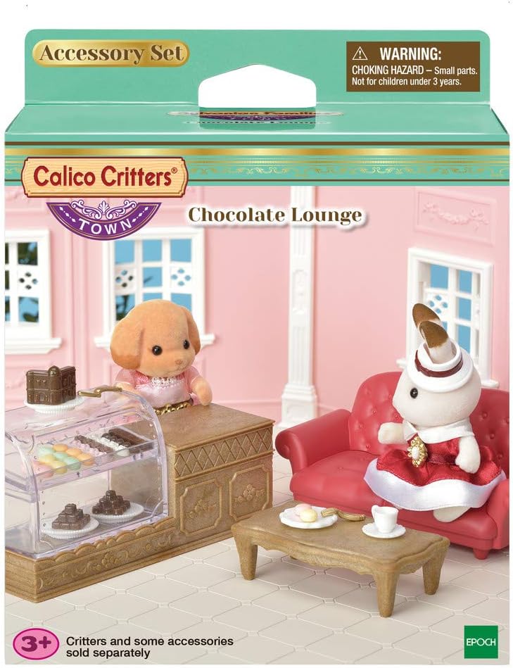 This set includes a sofa, table, dislay case, and oodles of tiny sweet desserts. Calico Critter Town Chocolate Lounge on Amazon