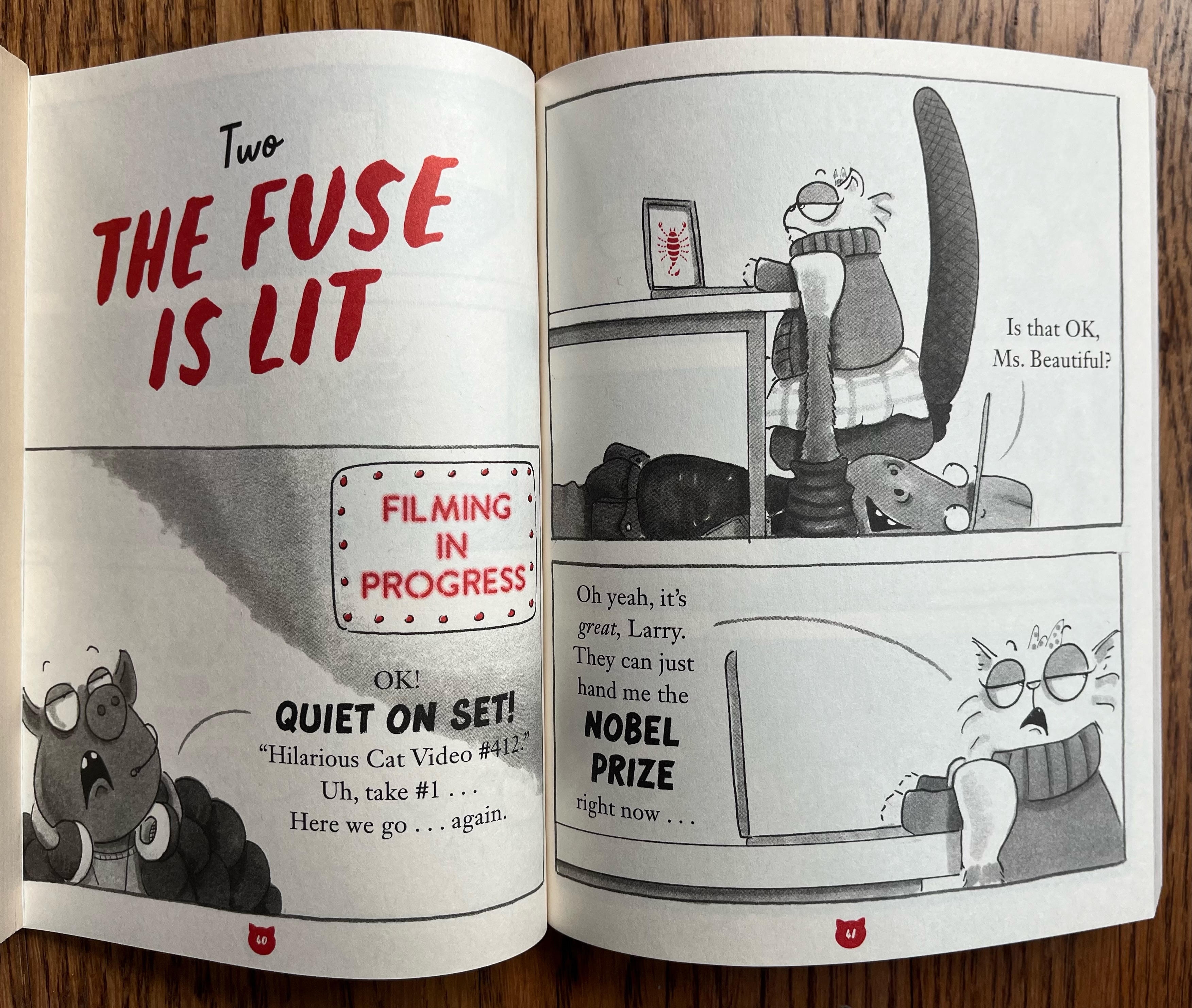 Cat on the Run book by Aaron Blabey page spread from chatper two with
