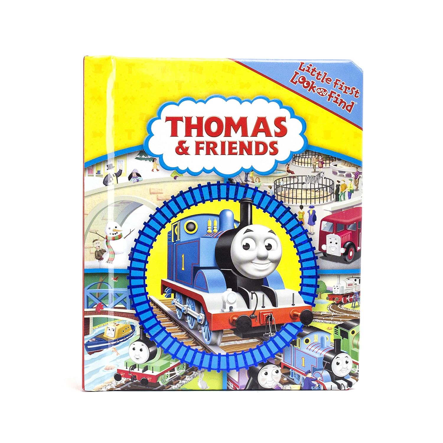 This smaller version packs lighter. Thomas and Friends Look and Find board book on Amazon