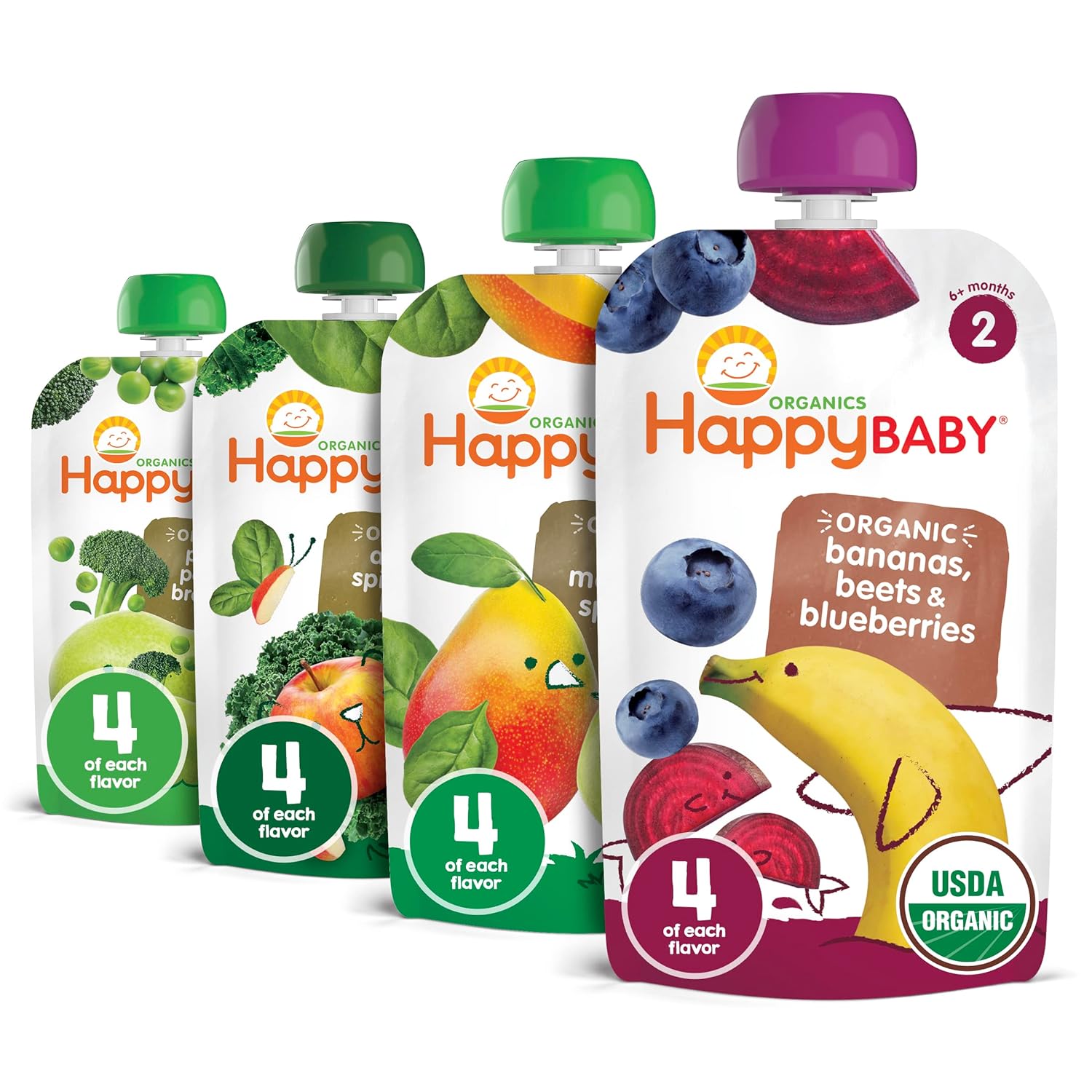 Happy Baby Organic Stage 2 Baby Food Simple Combos Variety, Pack of 16 on Amazon