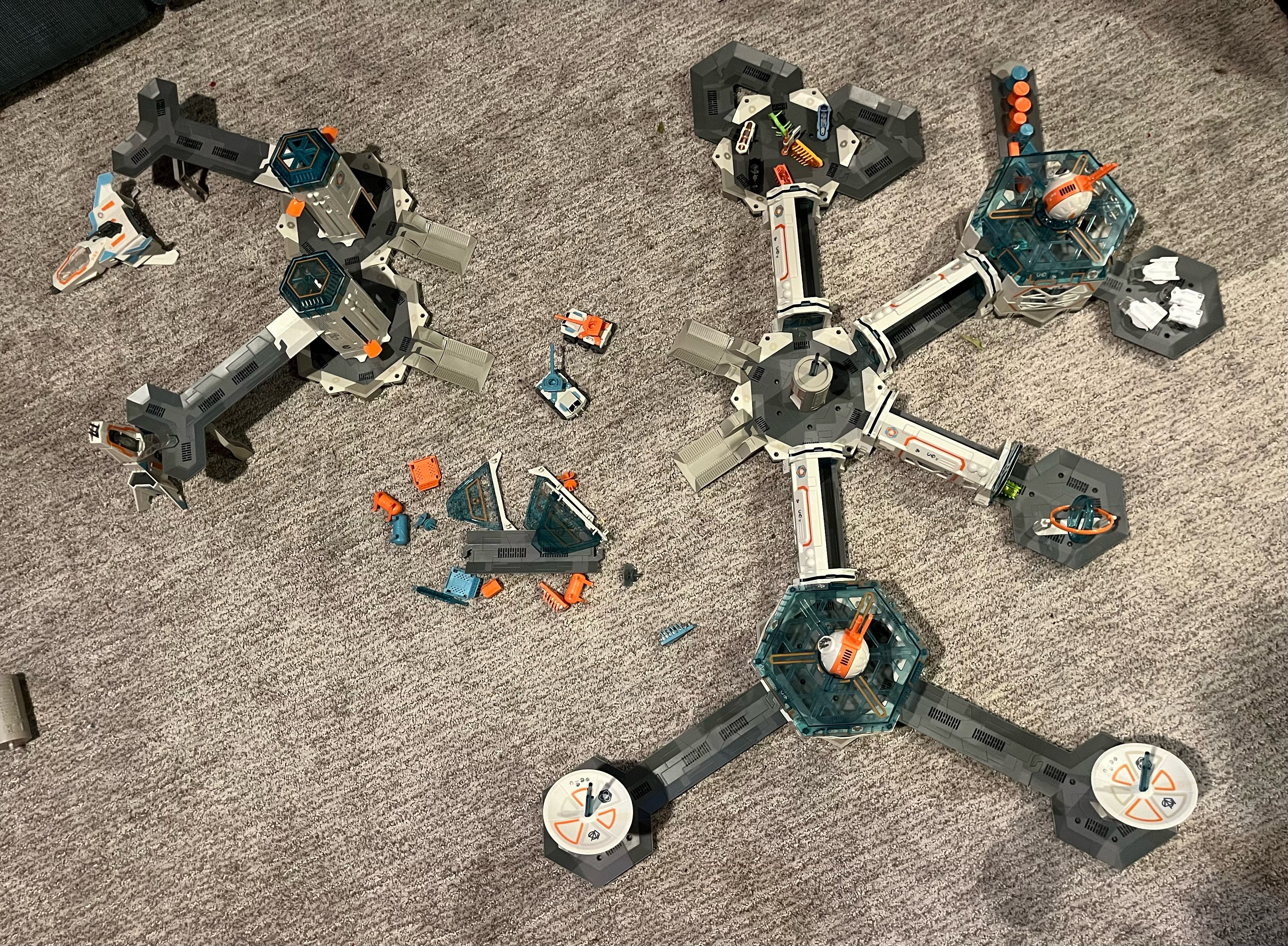 Two combined Hexbug Nano Space Cosmic Command Play Sets