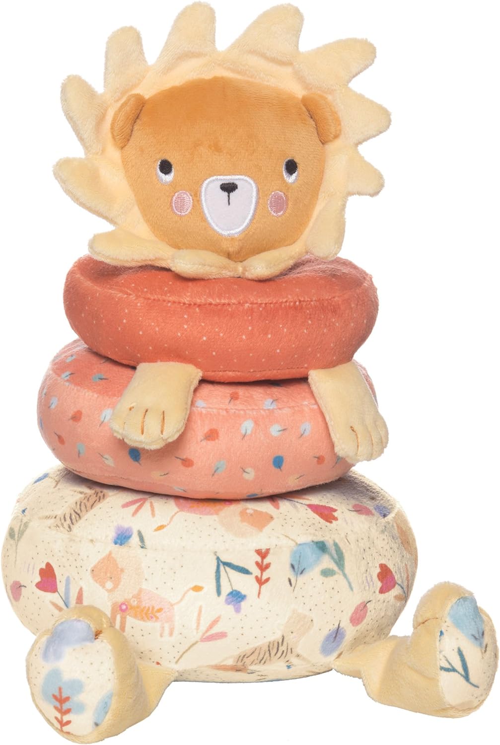 If you prefer the animal type, try this stacking lion. Manhattan Toy Safari Lion Plush Stacking Toy on Amazon